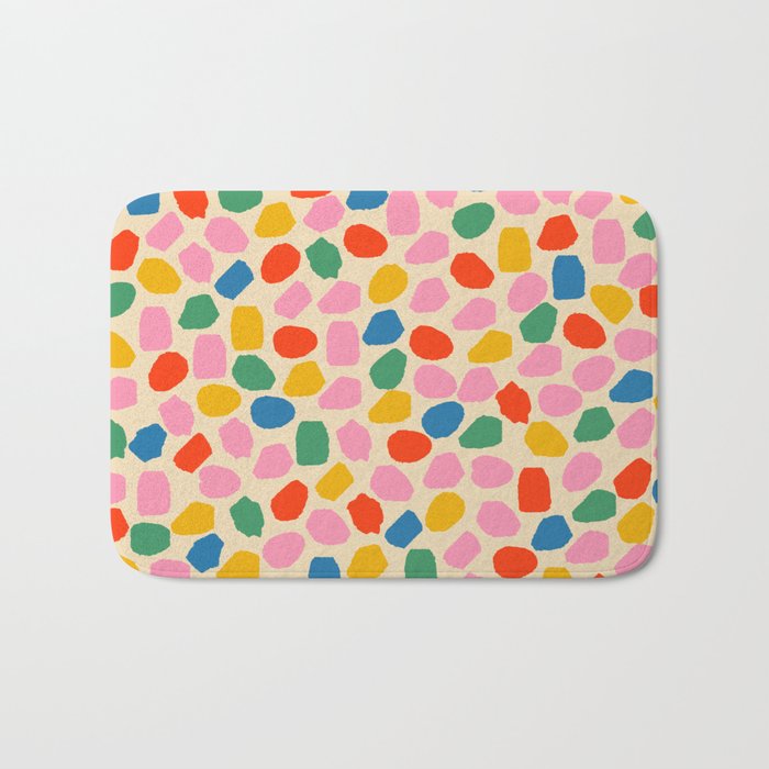 Ink Dot Colourful Mosaic Pattern in Rainbow Pop Colours Bath Mat Gallery Image 1