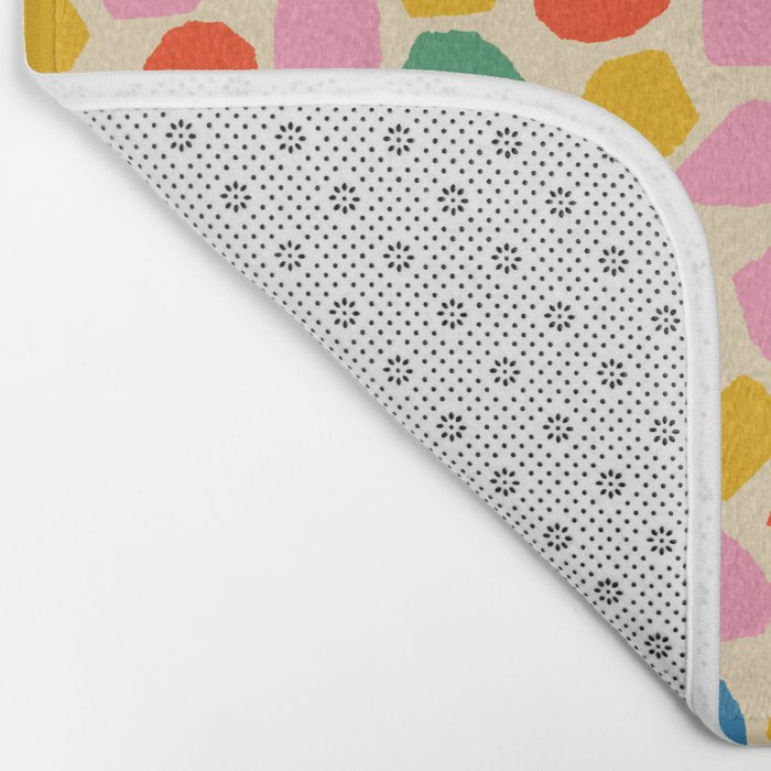 Ink Dot Colourful Mosaic Pattern in Rainbow Pop Colours Bath Mat Gallery Image 2