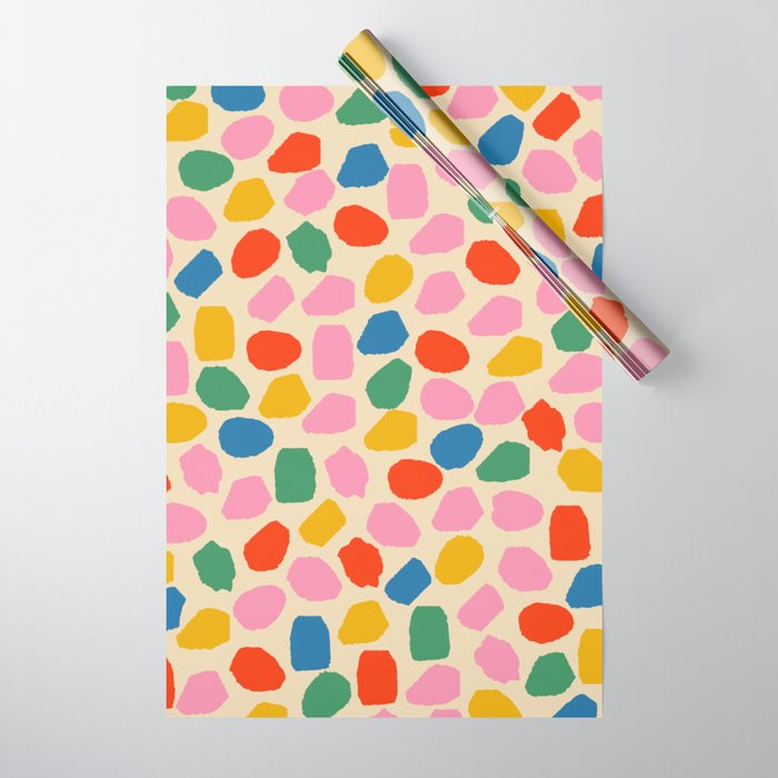 Ink Dot Colourful Mosaic Pattern in Rainbow Pop Colours Wrapping Paper Gallery Image 1