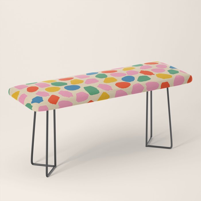 Ink Dot Colourful Mosaic Pattern in Rainbow Pop Colours Bench Gallery Image 1