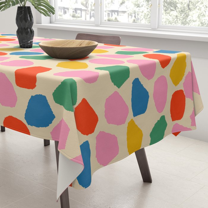 Ink Dot Colourful Mosaic Pattern in Rainbow Pop Colours Tablecloth Gallery Image 3