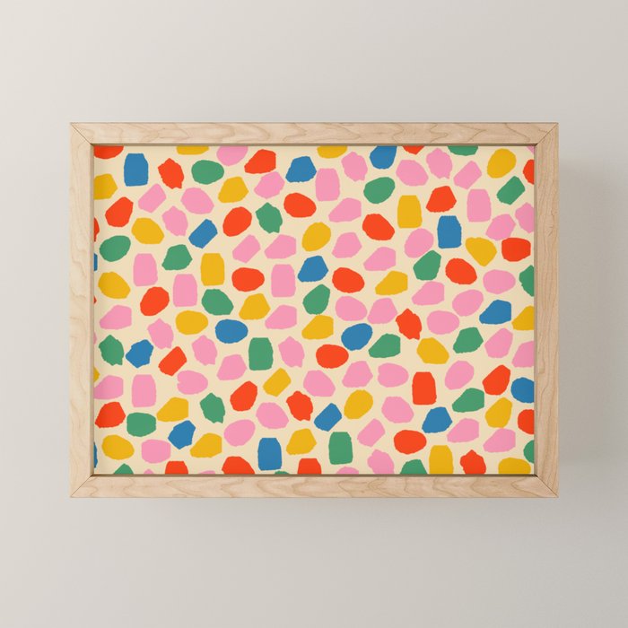 Ink Dot Colourful Mosaic Pattern in Rainbow Pop Colours Mini Art Print Gallery Image 1
