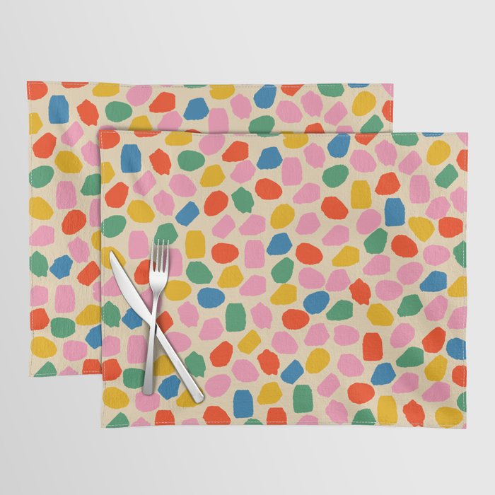 Ink Dot Colourful Mosaic Pattern in Rainbow Pop Colours Placemat Gallery Image 1