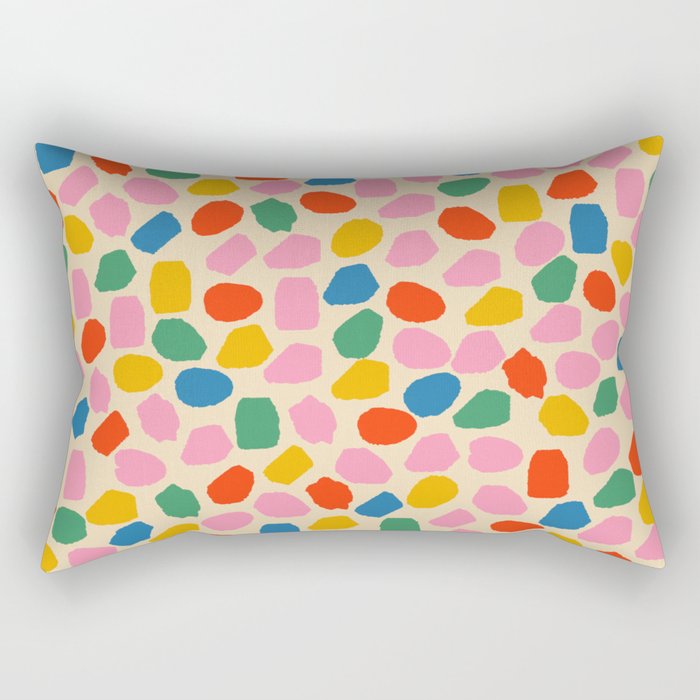 Ink Dot Colourful Mosaic Pattern in Rainbow Pop Colours Rectangular Pillow Gallery Image 1