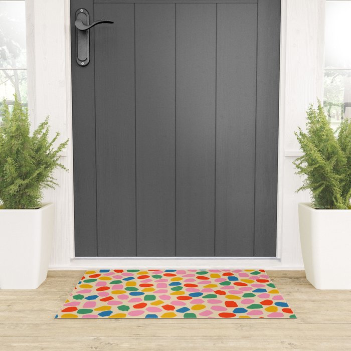 Ink Dot Colourful Mosaic Pattern in Rainbow Pop Colours Welcome Mat Gallery Image 3