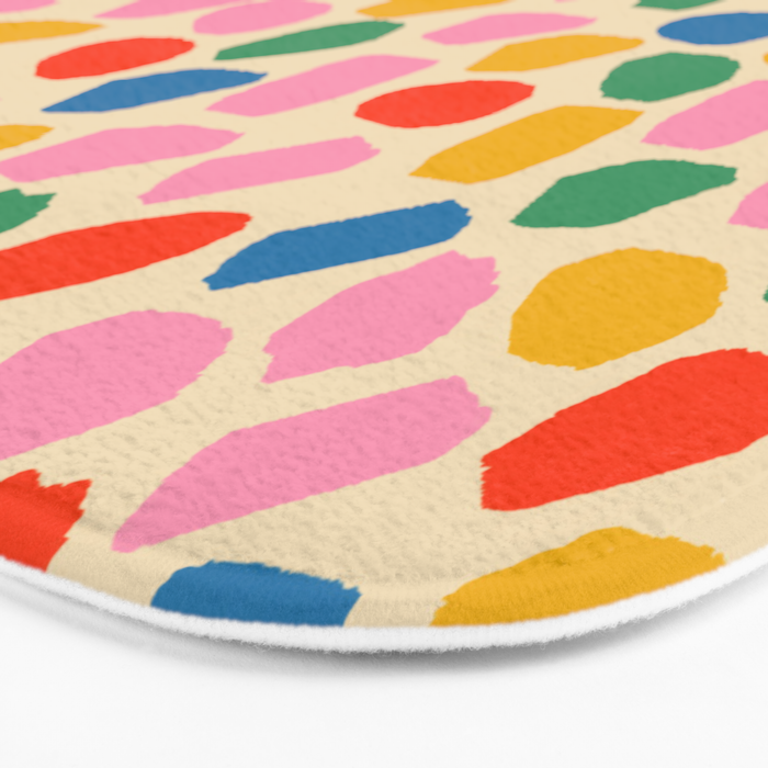 Ink Dot Colourful Mosaic Pattern in Rainbow Pop Colours Bath Mat Gallery Image 3