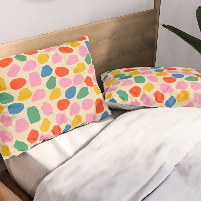 Ink Dot Colourful Mosaic Pattern in Rainbow Pop Colours Pillow Sham Gallery Image 2