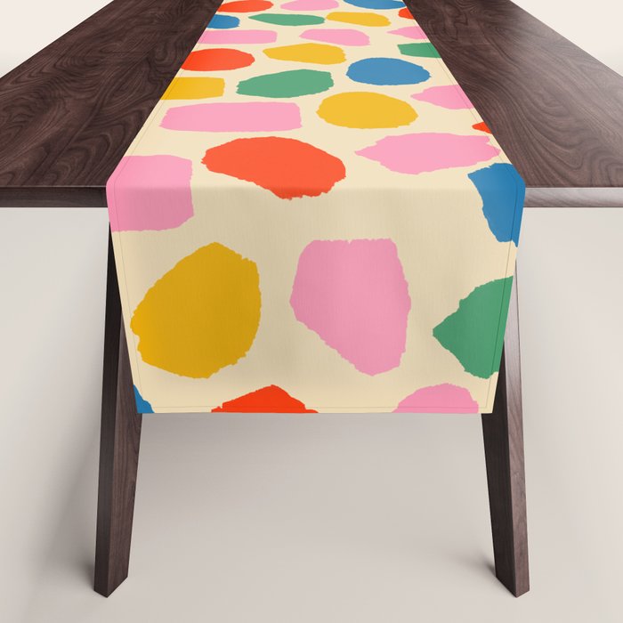 Ink Dot Colourful Mosaic Pattern in Rainbow Pop Colours Table Runner Gallery Image 1