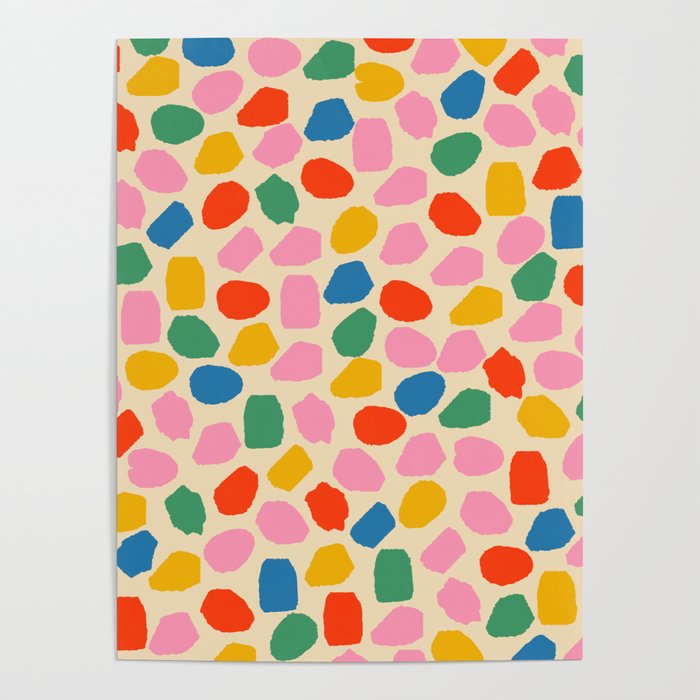 Ink Dot Colourful Mosaic Pattern in Rainbow Pop Colours Poster Gallery Image 4