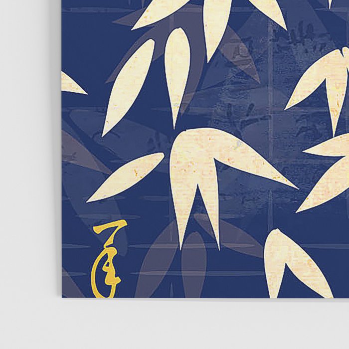 Vintage Japanese Paper Design Floral Pattern In Midnight Blue Poster Gallery Image 3