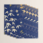 Vintage Japanese Paper Design Floral Pattern In Midnight Blue Wrapping Paper Gallery Image 3