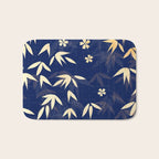 Vintage Japanese Paper Design Floral Pattern In Midnight Blue Bath Mat Gallery Image 1