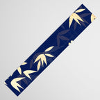 Vintage Japanese Paper Design Floral Pattern In Midnight Blue Table Runner Gallery Image 3