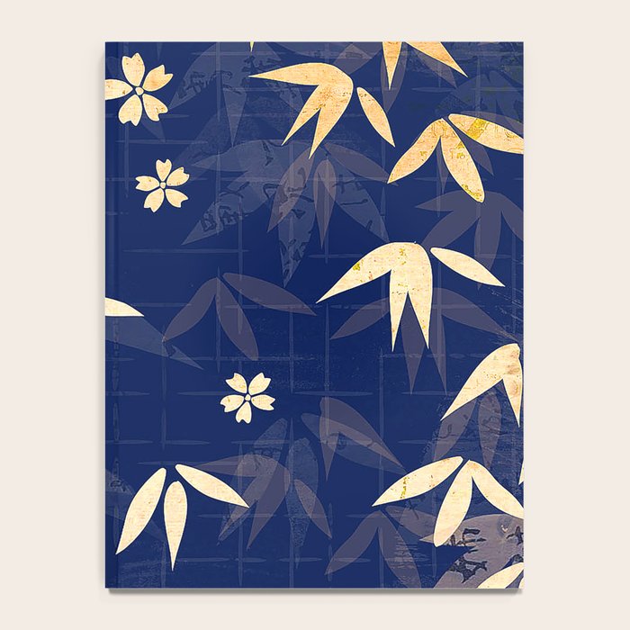 Vintage Japanese Paper Design Floral Pattern In Midnight Blue Notebook Gallery Image 4