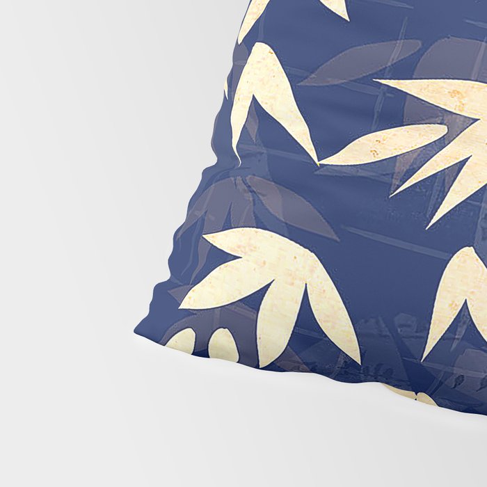 Vintage Japanese Paper Design Floral Pattern In Midnight Blue Pillow Sham Gallery Image 4