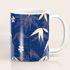 Vintage Japanese Paper Design Floral Pattern In Midnight Blue Coffee Mug Gallery Image 1