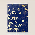 Vintage Japanese Paper Design Floral Pattern In Midnight Blue Stationery Card Gallery Image 2