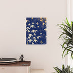 Vintage Japanese Paper Design Floral Pattern In Midnight Blue Poster Gallery Image 2