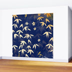 Vintage Japanese Paper Design Floral Pattern In Midnight Blue Wall Mural Gallery Image 2