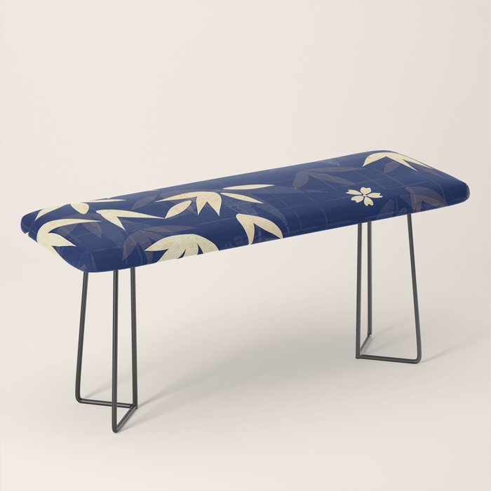 Vintage Japanese Paper Design Floral Pattern In Midnight Blue Bench Gallery Image 1