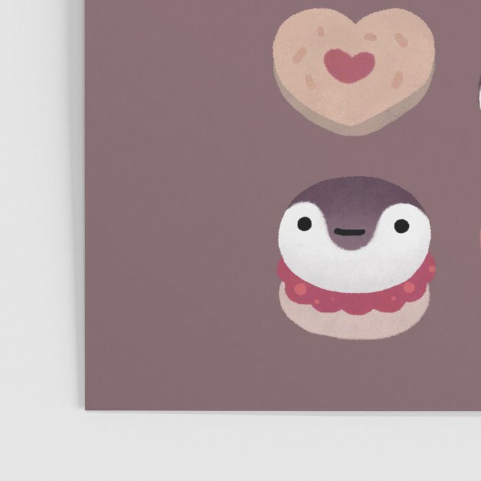 Cookie & cream & penguin - brown  pattern Poster Gallery Image 3