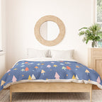 Colorful Scandinavian Christmas Trees on Blue Duvet Cover Gallery Image 3
