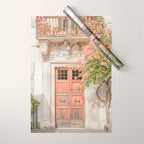 Floral Entry In Rome | Front Door Collection Travel Photography Art Print | Pink Summer Flowers In Italy Wrapping Paper Gallery Image 1