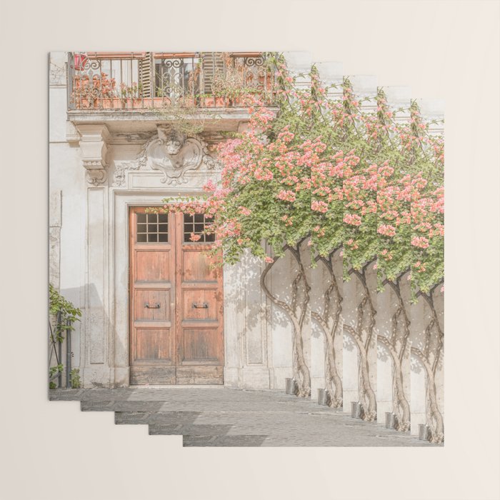 Floral Entry In Rome | Front Door Collection Travel Photography Art Print | Pink Summer Flowers In Italy Wrapping Paper Gallery Image 3