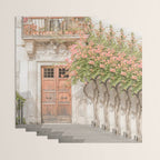 Floral Entry In Rome | Front Door Collection Travel Photography Art Print | Pink Summer Flowers In Italy Wrapping Paper Gallery Image 3