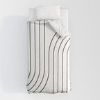 Minimal Line Curvature I Black and White Mid Century Modern Arch Abstract Comforter Gallery Image 10
