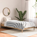 Minimal Line Curvature I Black and White Mid Century Modern Arch Abstract Comforter Gallery Image 2