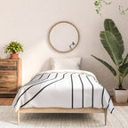 Minimal Line Curvature I Black and White Mid Century Modern Arch Abstract Comforter Gallery Image 3