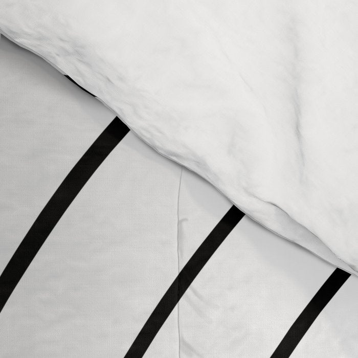 Minimal Line Curvature I Black and White Mid Century Modern Arch Abstract Comforter Gallery Image 4