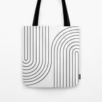 Minimal Line Curvature I Black and White Mid Century Modern Arch Abstract Tote Bag Gallery Image 1