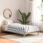 Minimal Line Curvature I Black and White Mid Century Modern Arch Abstract Comforter Gallery Image 2