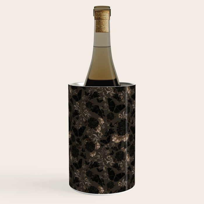 Maximalist Dark Moody Gothic Girl Flowers And Moths Wine Chiller Gallery Image 2