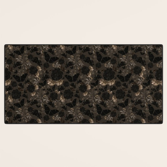 Maximalist Dark Moody Gothic Girl Flowers And Moths Desk Mat Gallery Image 3