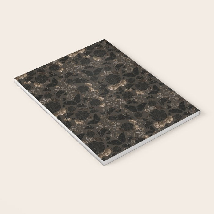 Maximalist Dark Moody Gothic Girl Flowers And Moths Notebook Gallery Image 3