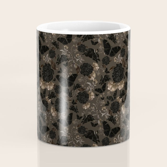 Maximalist Dark Moody Gothic Girl Flowers And Moths Coffee Mug Gallery Image 4