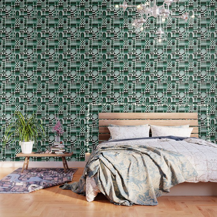 Geometric Tapestry - Green Wallpaper Gallery Image 1