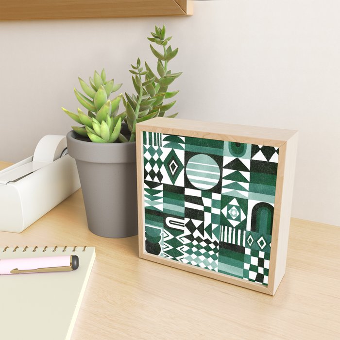 Geometric Tapestry - Green Mini Art Print Gallery Image 2