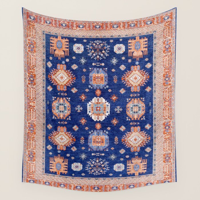 Navy Angel Jewels Kazak Rug Wall Tapestry Gallery Image 1