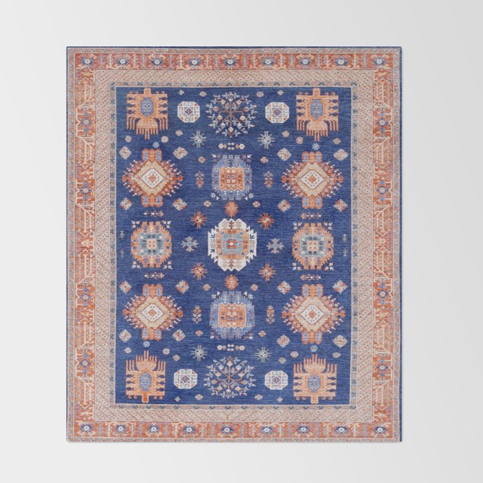 Navy Angel Jewels Kazak Rug Throw Blanket Gallery Image 2