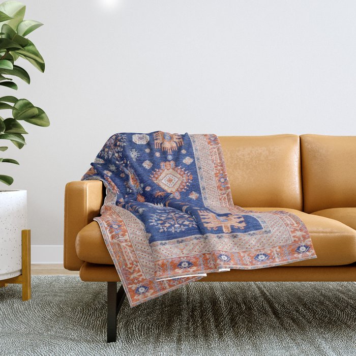 Navy Angel Jewels Kazak Rug Throw Blanket Gallery Image 1
