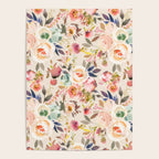 Hand painted ivory pink brown watercolor country floral Poster Gallery Image 4