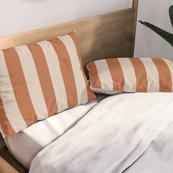 Vertical Stripes in Clay and Putty Pillow Sham Gallery Image 2