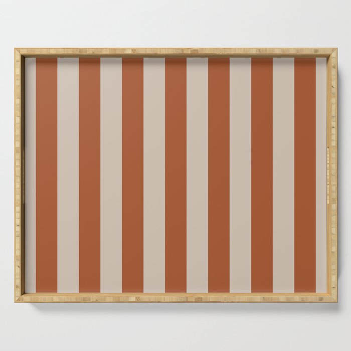 Vertical Stripes in Clay and Putty Serving Tray Gallery Image 1