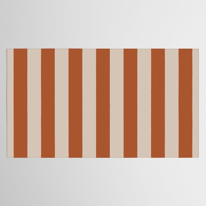 Vertical Stripes in Clay and Putty Tablecloth Gallery Image 2