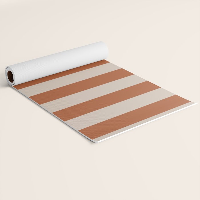 Vertical Stripes in Clay and Putty Yoga Mat Gallery Image 2
