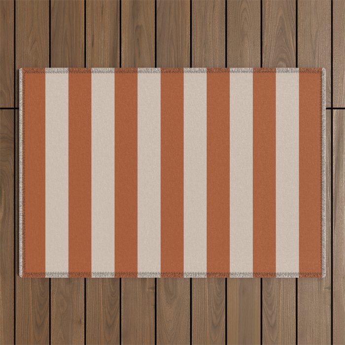 Vertical Stripes in Clay and Putty Outdoor Rug Gallery Image 1